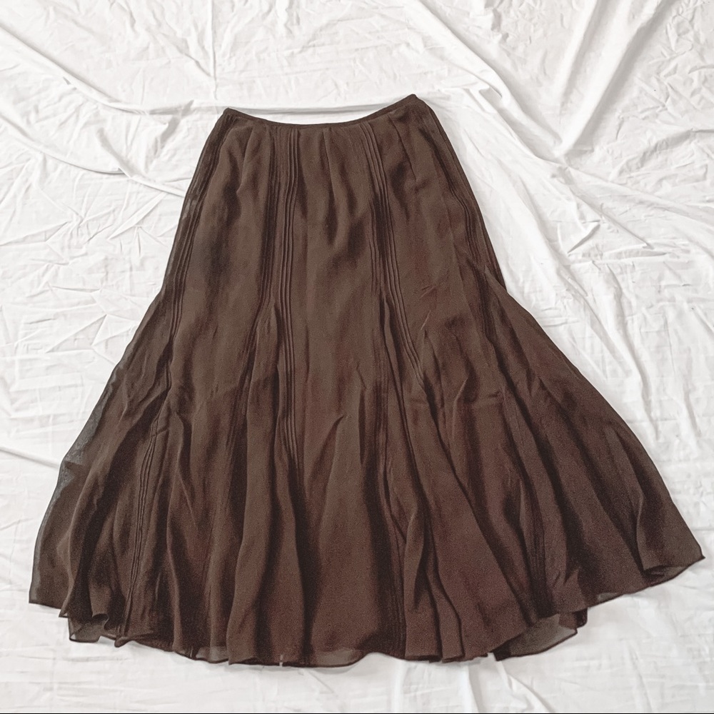 Lauren Ralph Lauren Shear Brown MIDI Skirt
